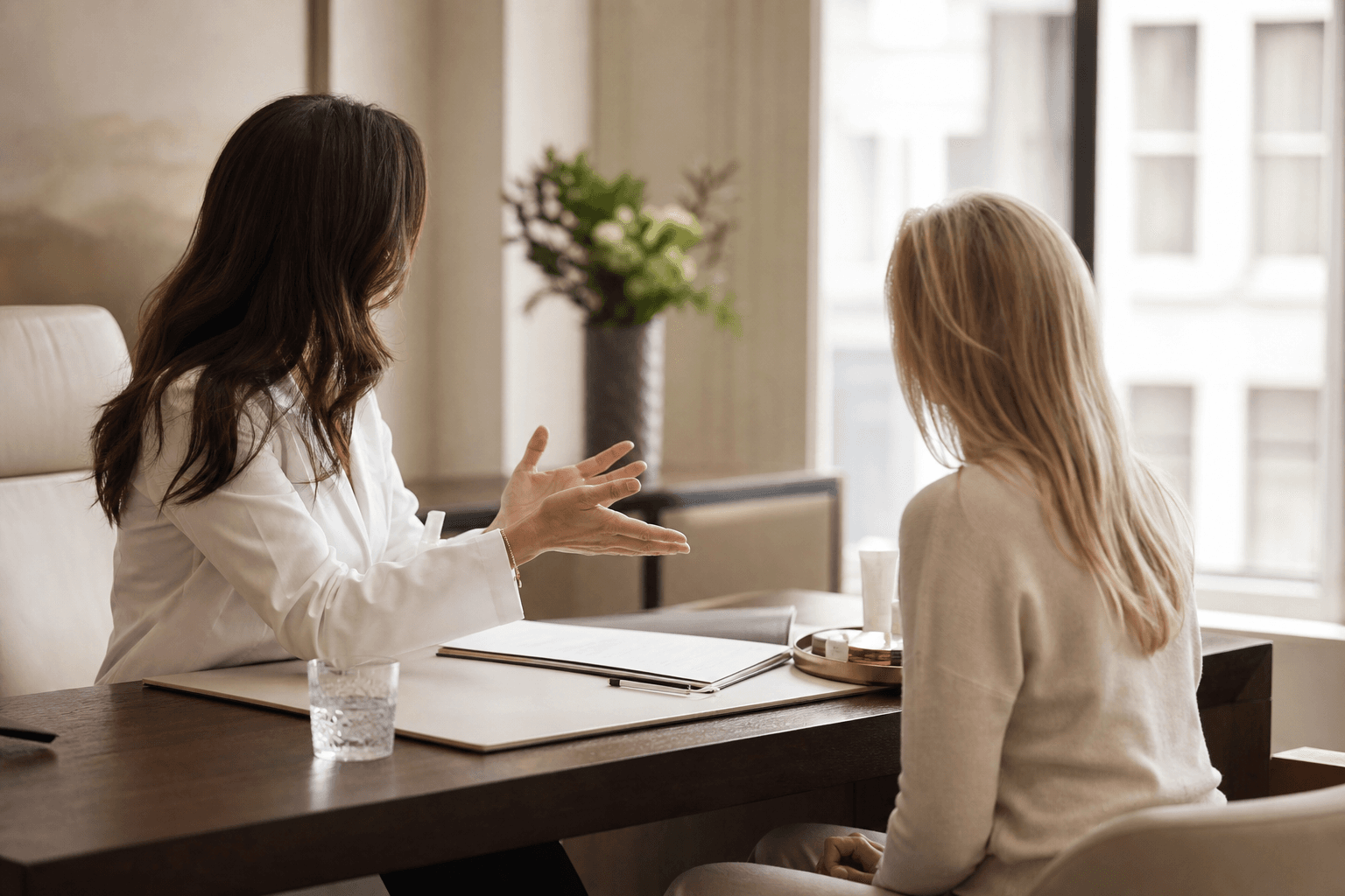 Doctor-led consultation in a private clinic room